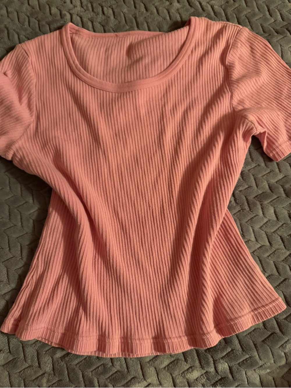 SHEIN Ribbed Scoop Neck Tee in Coral